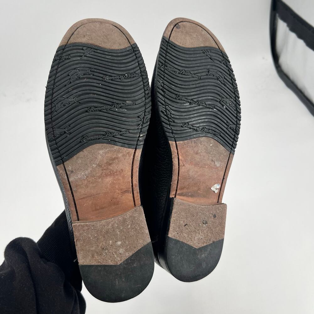 Tommy Bahama Black Leather Men's Slip-On Loafers faxon round toe size 10.5 - Picture 8 of 9